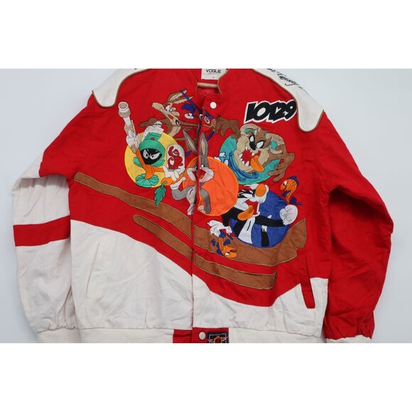 Vintage Vogue Looney Tunes Embroidered Red Bomber Jacket Medium - Picture 5 of 16